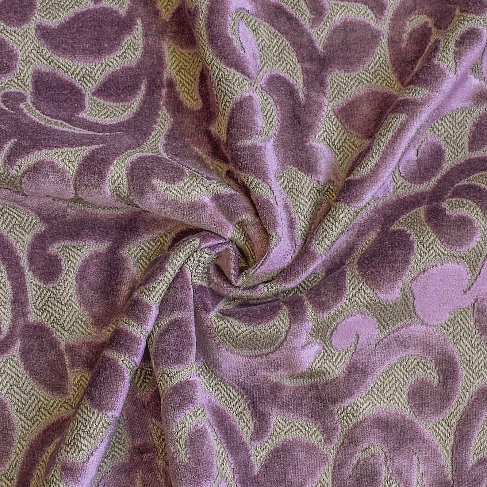 Fabric Mart Direct Purple, Base Color - Beige Fabric by the Yard, 54 inches or 137 cm Width Purple Velvet Fabric, 7 Continuous Yards Jacquard Velvet Fabric, Upholstery Fabric For Curtains, Pillows
