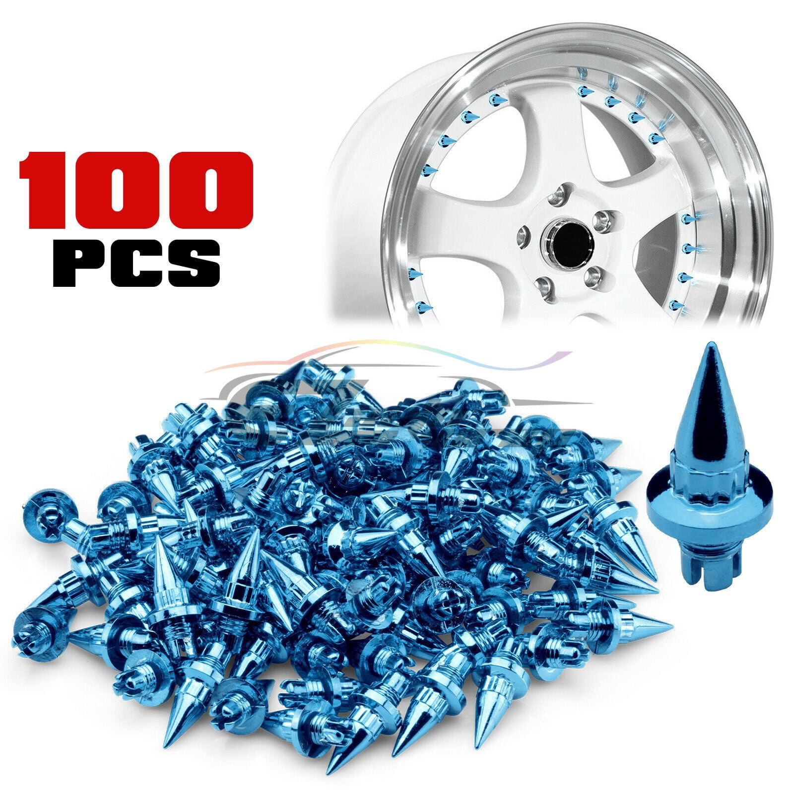 100 PCs Spiked Wheel Rivets For Wheels / Rims JDM Lip PC-WRL01