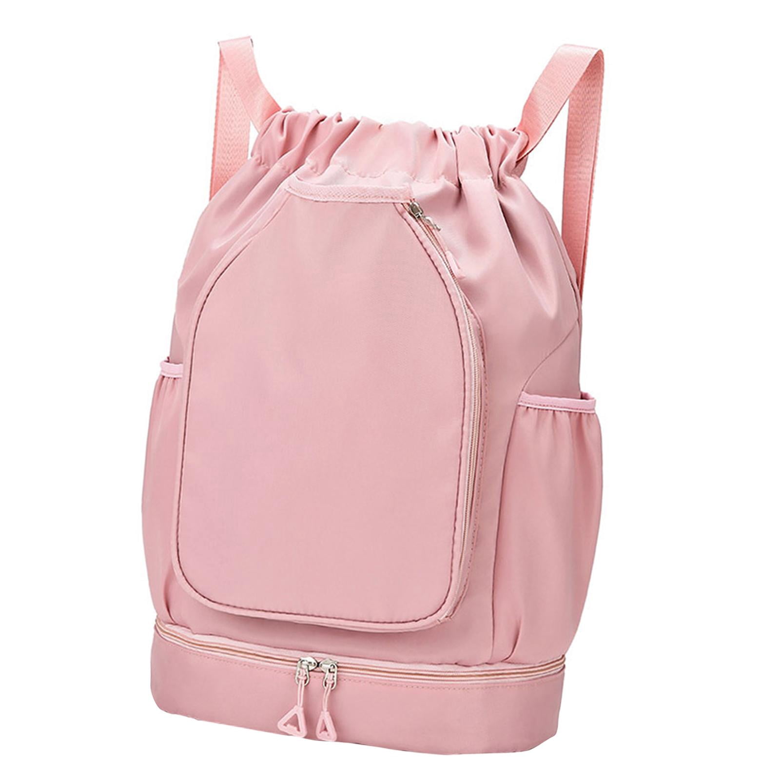 QccHieUs Tennis Backpack Badminton Racket Bag Drawstring Handbag Shoulder Bag for Outdoor Pink