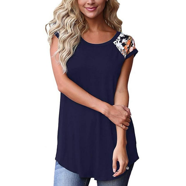 CHGBMOK Hauts Grande Taille pour Femmes, T-Shirt Décontracté Imprimé, Col Rond, Manches Courtes, Mode, Été, Plage, en Solde
