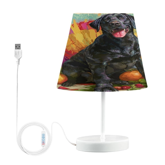 WOBOGO Black Labrador Table Lamps Bedroom 3-Speed Dimmable Farm Style with Fabric Shade for Reading and Home Office