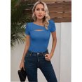 thumbnail image 6 of Womens Cutout Tops Fashion Sexy Short Sleeve Lightweight Slim Fitted Tops Tshirts, 6 of 6