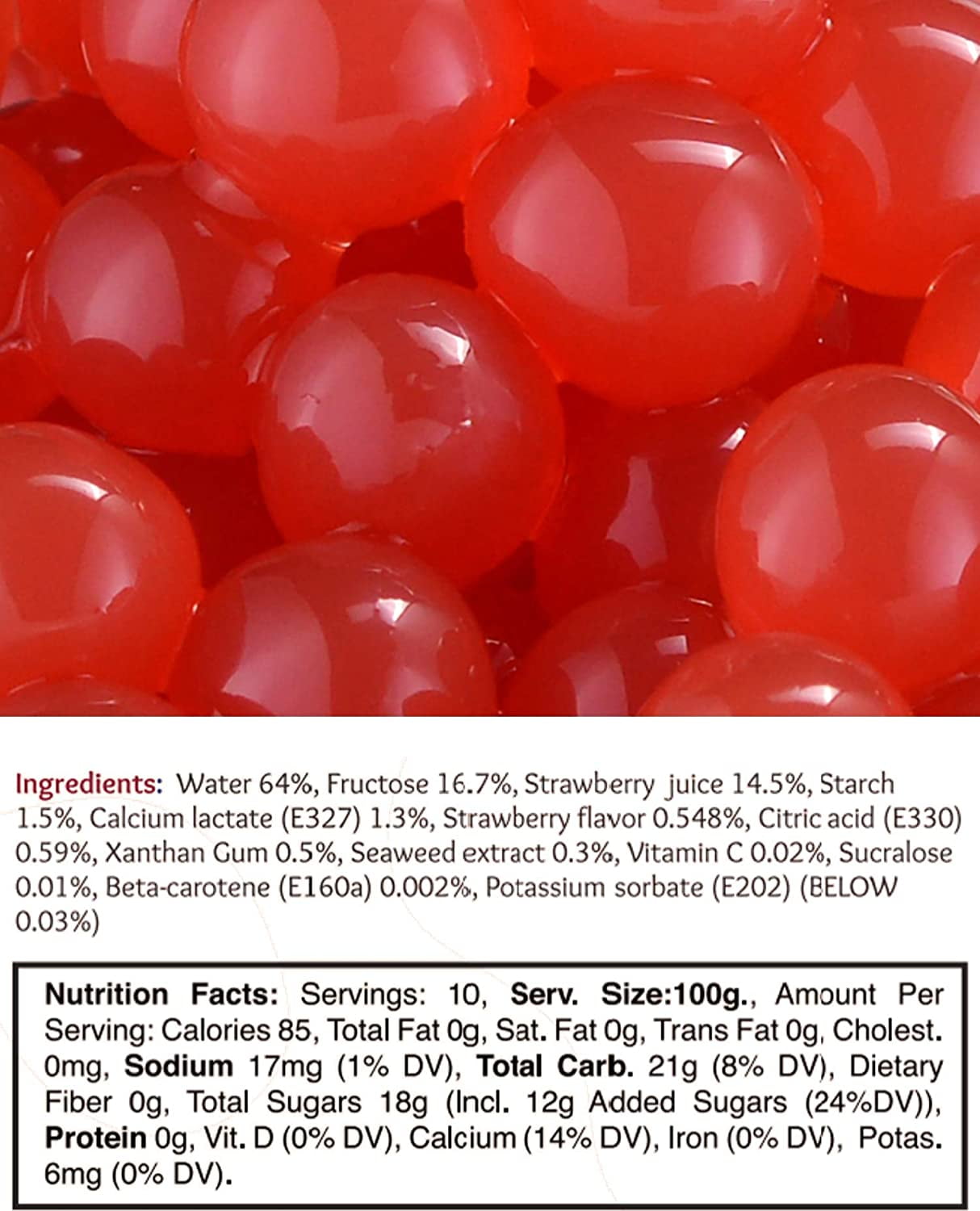BREXONIC Bursting Boba Pearls Strawberry Tapioca Pearls for Bubble Tea & Desserts, 2 Lbs