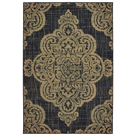 Oriental Weavers Marina Area Rug 5929K Black Scrolls Curves 6' 7" x 9' 6" Rectangle