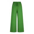 thumbnail image 4 of WQNVRNR Womens Wide Leg Pants- Drawstring Fashion Casual Elastic Waist Green Size 3XL, 4 of 7