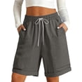 thumbnail image 2 of Only Moment Women's Drawstring Sweat Shorts Jute Casual Elastic High Waisted Wide Leg Cute Dressy Beach Shorts 2026 Vacation Beach Clothes Bike Shorts Wowomen Dark Gray,S, 2 of 7