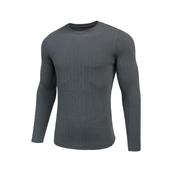 Coshow Mens Long Sleeve Crewneck Sweaters Thermal Casual T-Shirt Slim Fit Ribbed Knit Fall Pullover Shirts