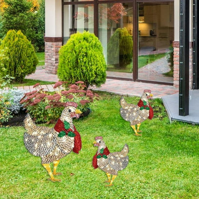 LightUp Chicken Christmas Decoration, Chicken Christmas Yard Ornaments
