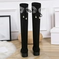 thumbnail image 6 of Women's Over The Knee Boots Suede Block Heel Knee High Boots with Bow Decoration Lace Up Buckle Closure Comfortable Winter Warm Booties Black 36, 6 of 8