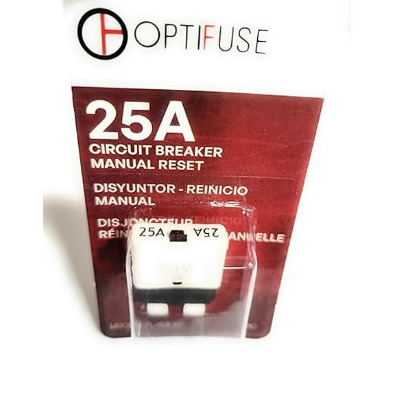 Circuit Breaker 25 AMP Automotive Type(1PC) (Plugs in Like an ATC Blade Fuse) MRCBP-PL-25A OPTIFUSE Push to Reset Manual Reset