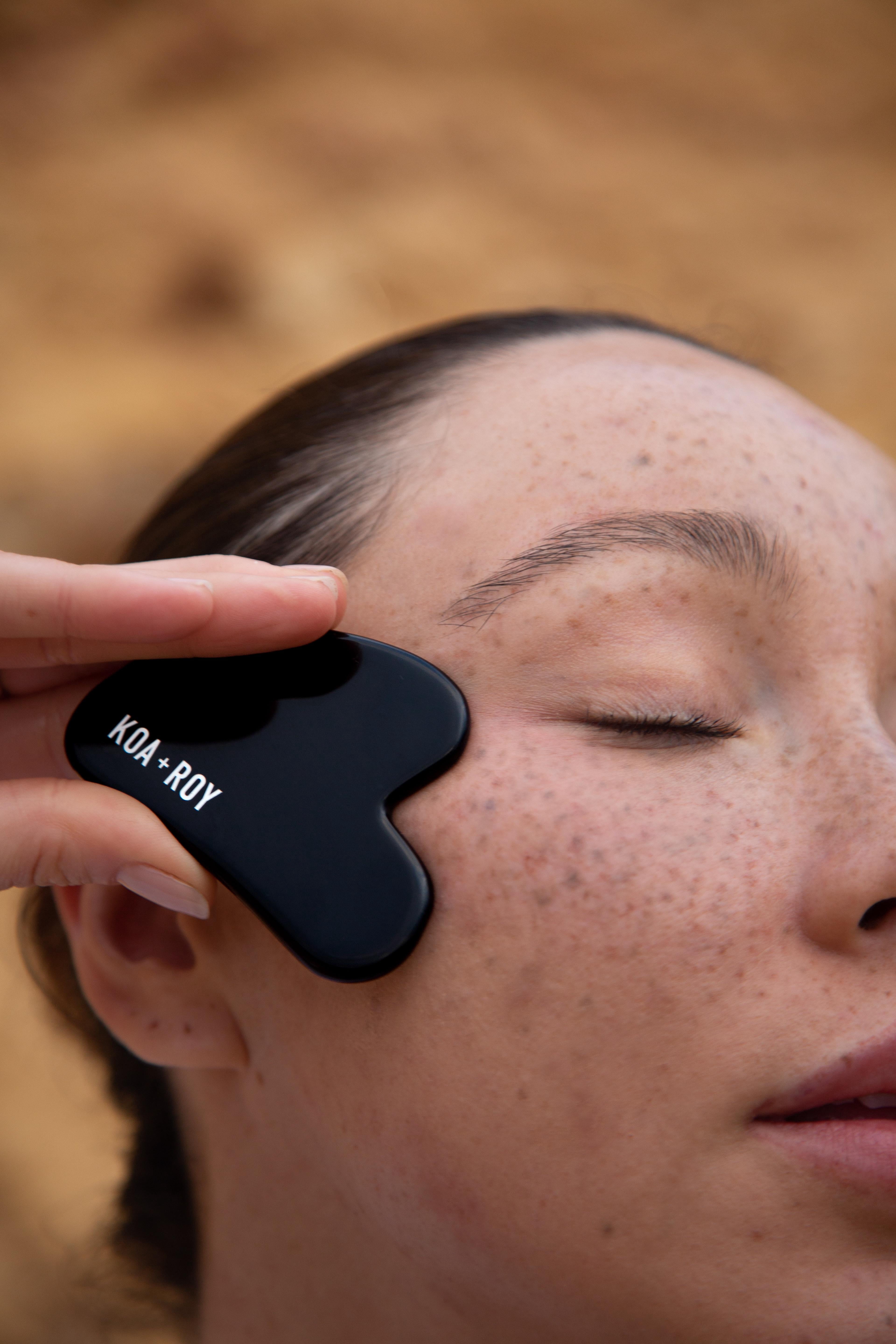 KOA+ROY Black Obsidian Face Gua Sha for face lift Massage