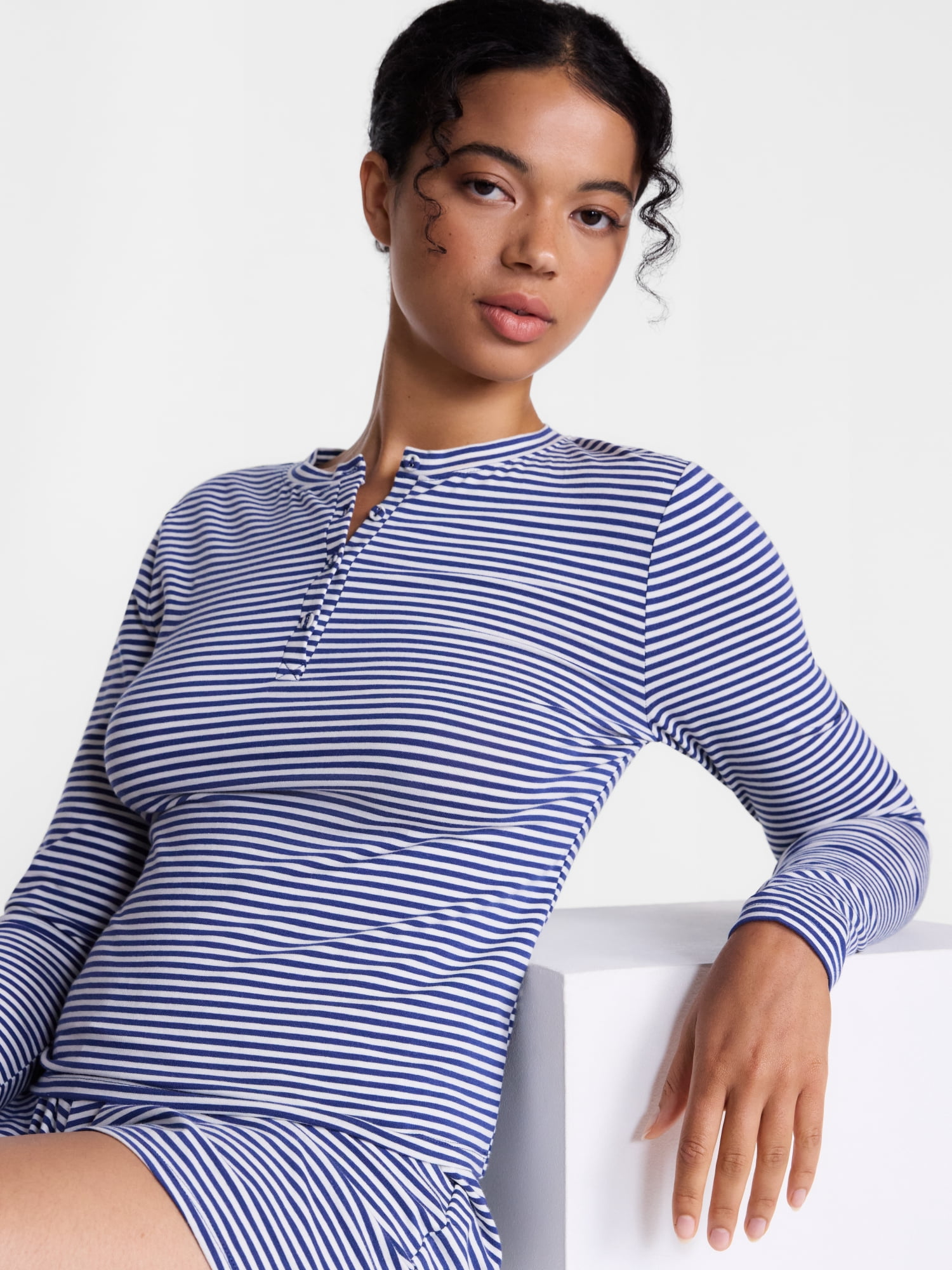 Joyspun Women’s Henley Sleep Top, Sizes S-3X