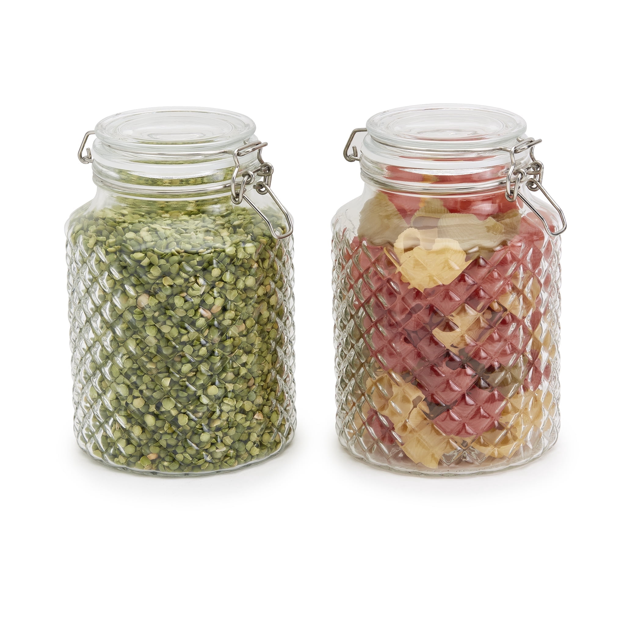 Grant Howard, Mason Embossed Glass Storage Jar, 92 Ounce Wide