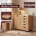thumbnail image 4 of Naomi Home Amy 5-Drawer Wood Dresser Chest with Cabinet Door, Wooden Storage Cabinet for Bedroom or Living Room, Mobile Storage Organizer & Printer Stand for Home Office, Natural, 4 of 10
