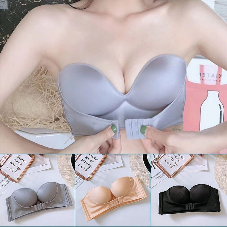 Strapless Front Buckle Lift Bra Seamless Backless Sticky Invisible