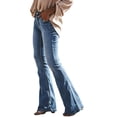 thumbnail image 6 of Miqool Women's Bootcut Jeans Mid Rise Slim Fit Stretchy Denim Flared Pants with Pockets, 6 of 7