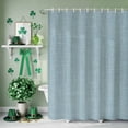 thumbnail image 3 of Shower Curtain, Light Blue Vintage Linen Waterproof Shower Curtain Set with Hooks for Bathroom Showers,Stalls and Bathtubs,72x72In Solid Color, 3 of 9