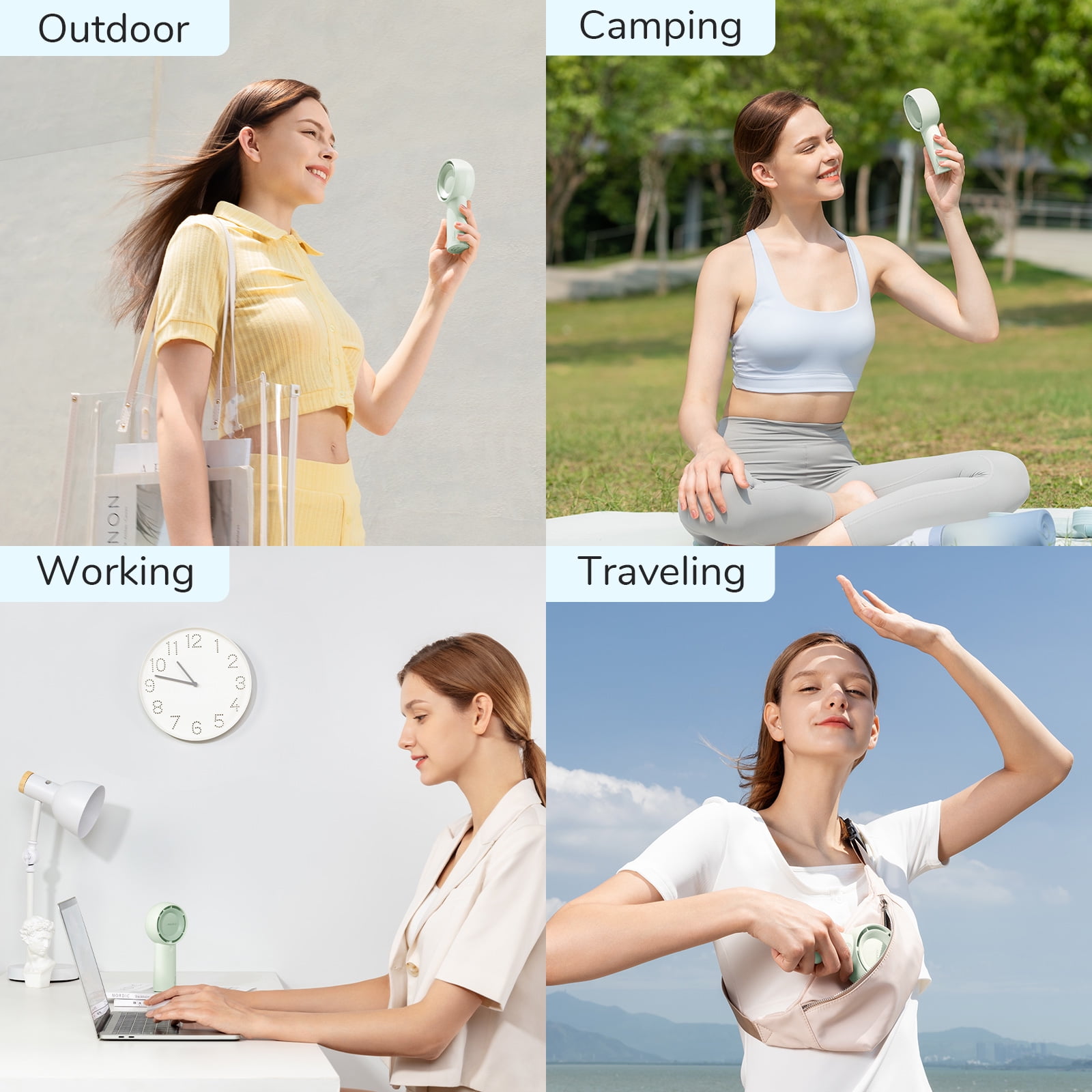 JISULIFE Turbo Fan-Sized Portable Fan & 16H Runtime 4000mAh USB Rechargeable Fan with 5 Wind Modes for All Occasions