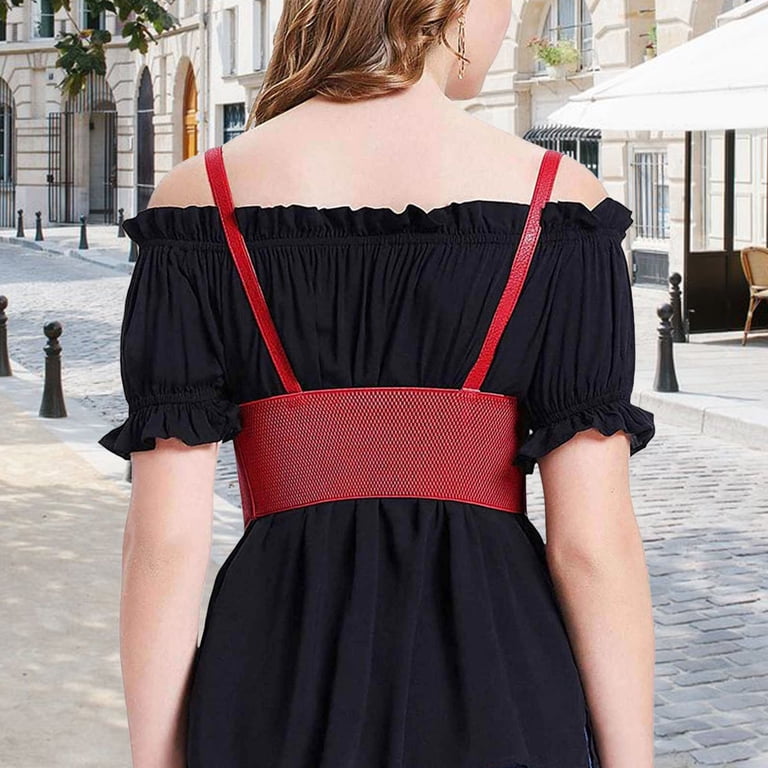 open lace back dress Extra Long Red Rose & Black Sash Belt by Satin Swank® main image 0