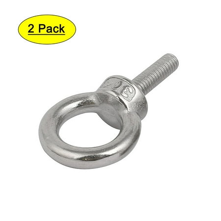 

2pcs M6x20mm Thread 16mm Inside Dia 27mm OD 304 Stainless Steel Lifting Eye Bolt