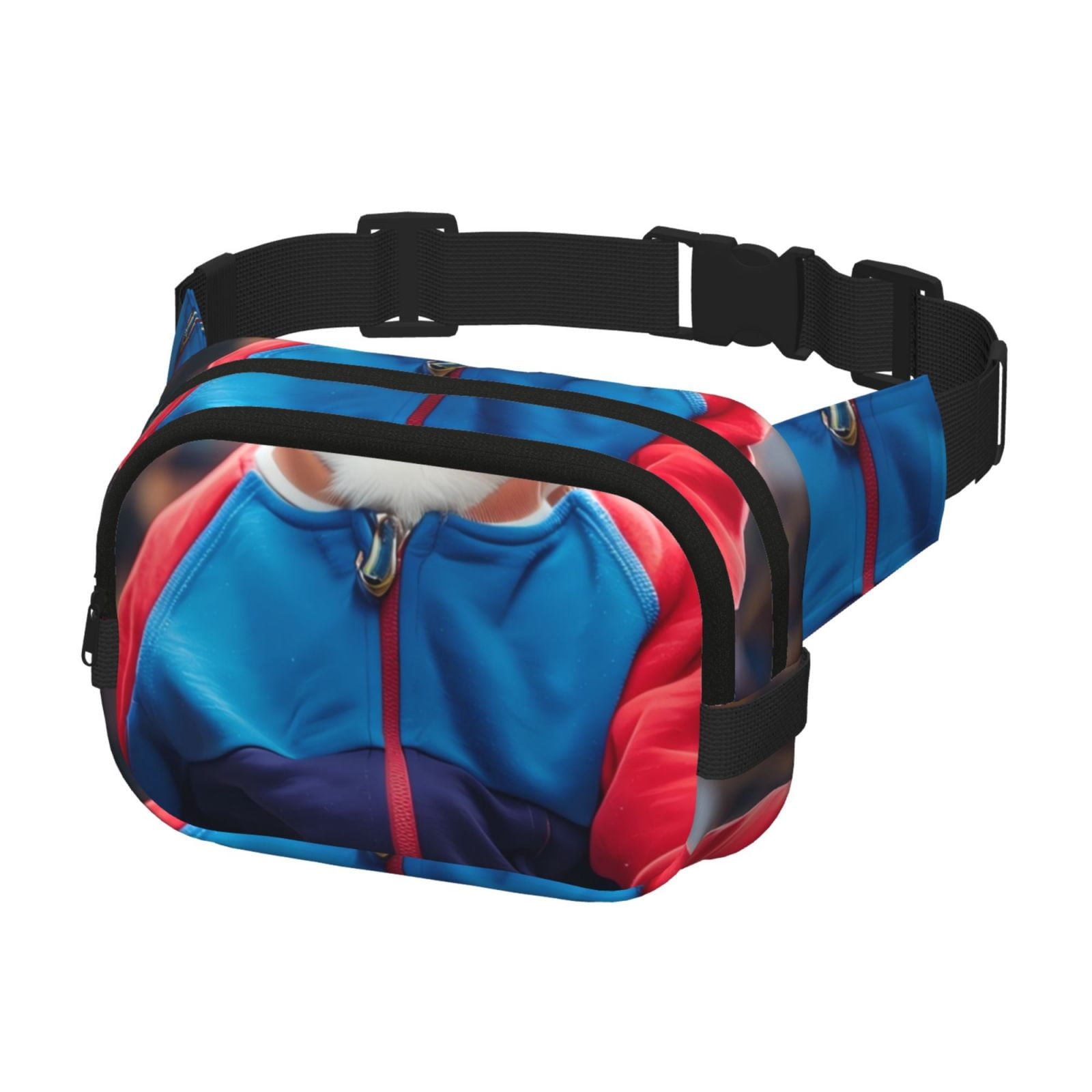 Picia Cool Cat In Sunglasses Print Square Double-Layer Waist Bag Mini Adjustable Waist Belt Bag Exercise Running Travel Hiking