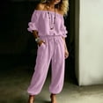 thumbnail image 4 of Caywon Women's Jumpsuits, Off Shoulder 3/4 Sleeve Drawstring Waist, Summer Casual Daily Wear, 4 of 6