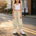 thumbnail image 4 of Ruyang Girls Jogger Pants Lightweight Loose Casual Sports Joggers Cute Letter Print Drawstring Outdoor Hiking Pants School Clothes, 4 of 6
