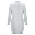 thumbnail image 4 of Lilgiuy Ladies Round Neck Loose Long Sleeves Mid Length Pocket Decor Women Dresses Gray 2022 Fall Winter, 4 of 5