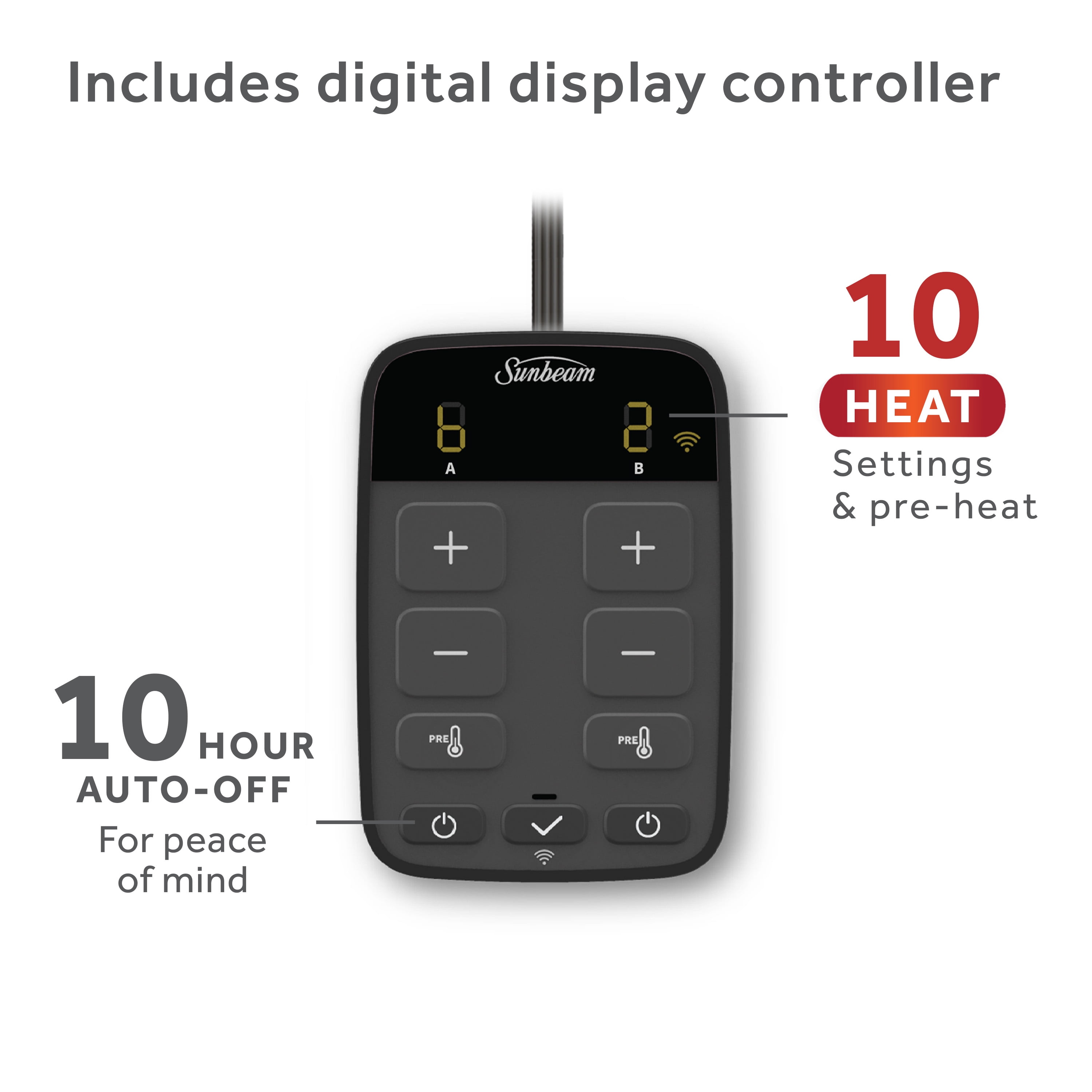 Sunbeam Loftec Wi-Fi Connected Electric Heated Blanket, Slate, Queen