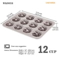 thumbnail image 3 of CHEFMADE Premium 12-Cavity Cyclone Donut Bakeware, Non-Stick Coating Carbon Steel, Dishwasher Safe Oven Cake Pan (Champagne Gold), 3 of 8