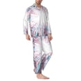thumbnail image 2 of Lsque Blue Swirl Fireworks Pattern Long Sleeve Pajama Set for Men - Soft 2-Piece Sleepwear and Loungewear Set with Pockets, Comfy Nightwear-X-Large, 2 of 7