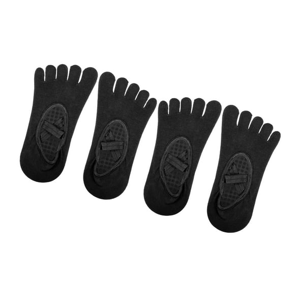 Vocoste 2 Pair Yoga Socks Five Toe Socks Ballet Socks Non Slip with Grips for Women Black