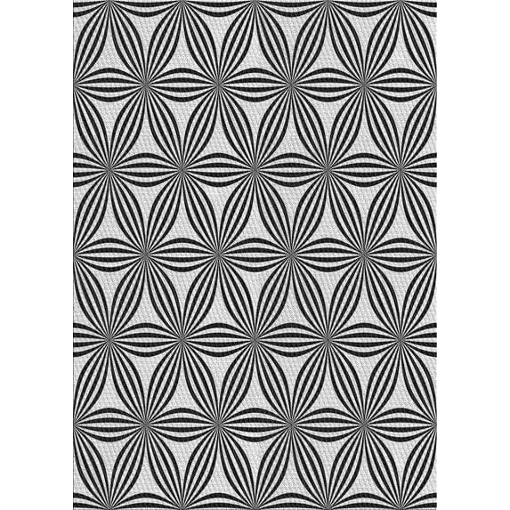 Ahgly Company Indoor Rectangle Patterned Charcoal Black Novelty Area Rugs, 7' x 9'