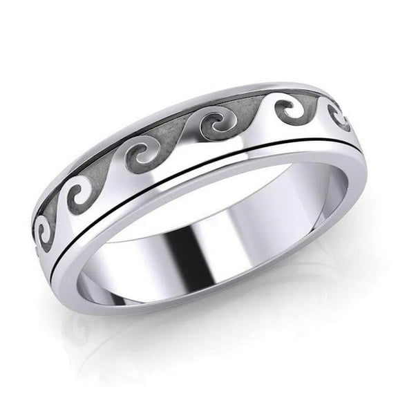 Wave Surf Ring Sea Spinner Curl 925 Sterling Silver Fine Beach Surfing Jewelry