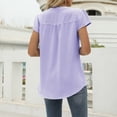 thumbnail image 4 of Yuyuzo Chiffon Tops ForWomen Notch V Neck Puff Short Sleeve Solid Color Flowy Breathable Tunic Tops, 4 of 4