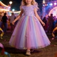 thumbnail image 3 of LYHaoo Girls Dress Gown With Bow Party Pageant Tutu Festival For Holiday Performance，Princess Casual Dresses Sizes 7-8 Years Purple, 3 of 7
