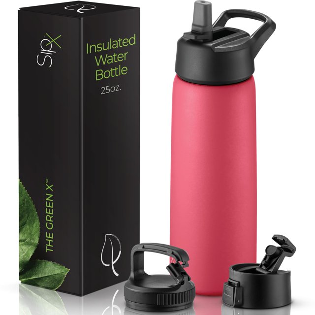 Botella de agua SIPX 740 ml de acero inoxidable rojo con triple aislamiento
