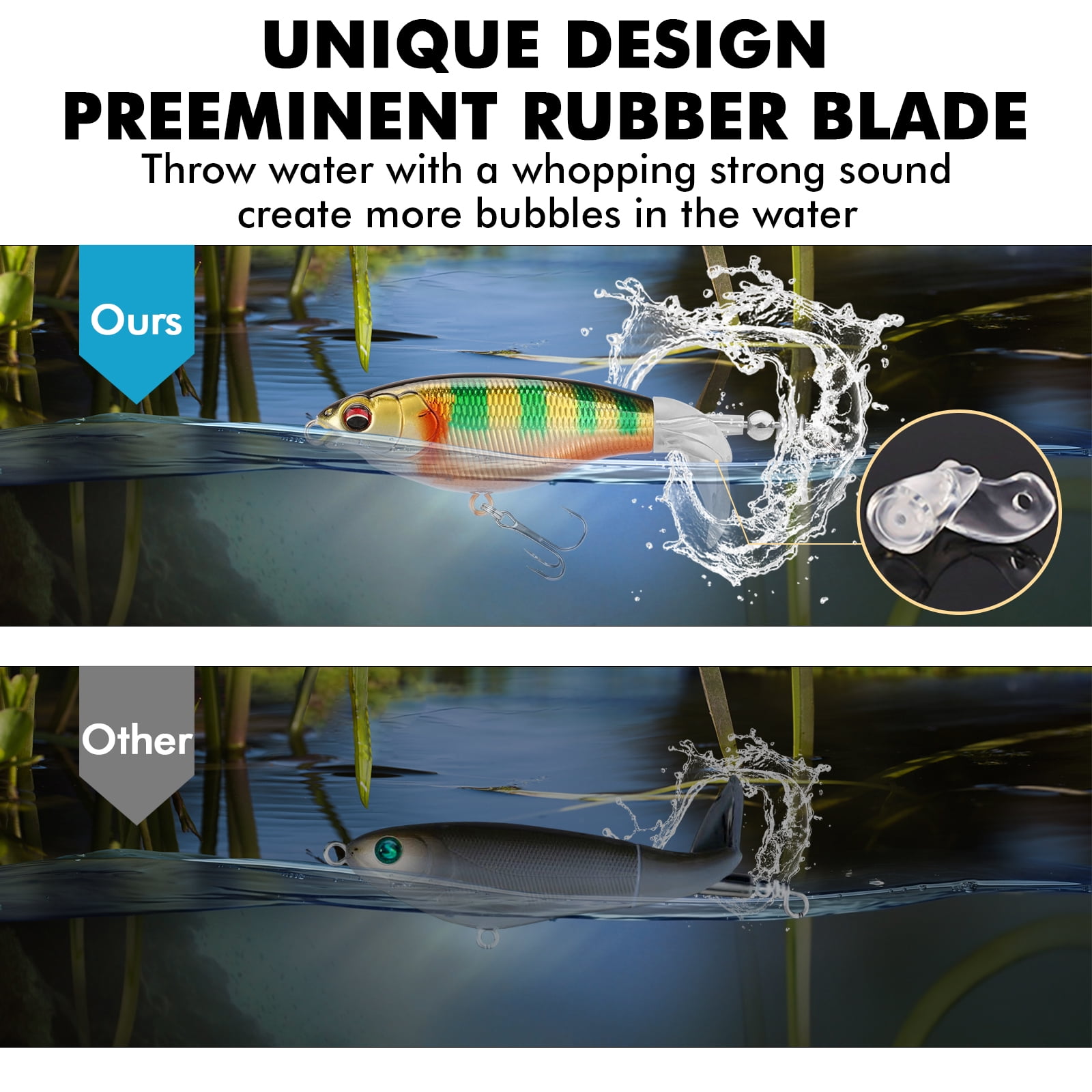 TRUSCEND Popobait Fishing Lures with BKK Hooks, Easy Catch: Instant Startup, Longer Cast, Balanced Spray/Sound/Swim, Topwater Plopper Bait for Bass, Walleye, Catfish, Pike, Great for Family Fishing