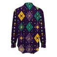 thumbnail image 5 of LEKWK Mardi Gras Shirts for Women Beaded Chain Stripe Button Down Blouses & Button-Down Shirts Long Sleeve Lapel Neck Casual Daily Wear, 5 of 5