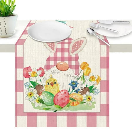 

Laideyi Spring Table Runner Bunny Gnomes Eggs Easter Holiday Table Cloths 12x72inch Seasonal Spring Holiday Kitchen Dining Table Decorations for Home Party Decor big sale