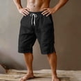 thumbnail image 6 of Yertdoel Mens Linen Shorts Soild Color Elastic Waist Drawstring Knee Length Shorts with Pockets Soft Lightweight Loose Breathable Outdoor Workout Running Summer Casual Beach Shorts, 6 of 8