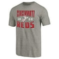 thumbnail image 2 of Men's Gray Cincinnati Reds Cooperstown Collection Antique Stack Tri-Blend T-Shirt, 2 of 3