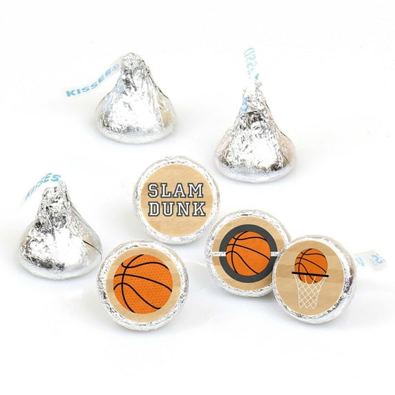 Big Dot of Happiness Nothin' but Net - Basketball - Party Round Candy Sticker Favors - Labels Fits Chocolate Candy (1 sheet of 108)