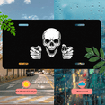 thumbnail image 5 of 1 Pcs License Plate Covers & Frames, Skeleton Pointing Forward with Intense Expression For Decorative Front, Aluminum License Plate Covers & Frames Cover For Men Women, 12" X 6", 5 of 7