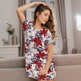 thumbnail image 3 of Pofeuu Lilies Flowers Print Women's Loose Fit Short Sleeve Nightgown, Comfortable Sleep Dress for Women, Casual Lounge Sleepwear, Soft Cotton Sleep Dress, 3 of 6