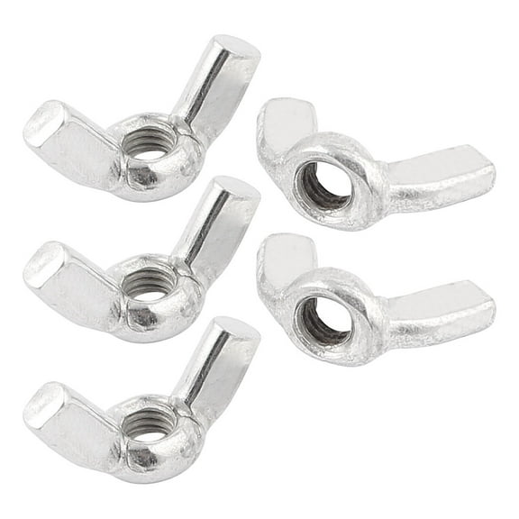 Unique Bargains 5Pcs Zinc Coating 4mm M4 Coarse Thread Butterfly Nut Wing Nut Silver Tone