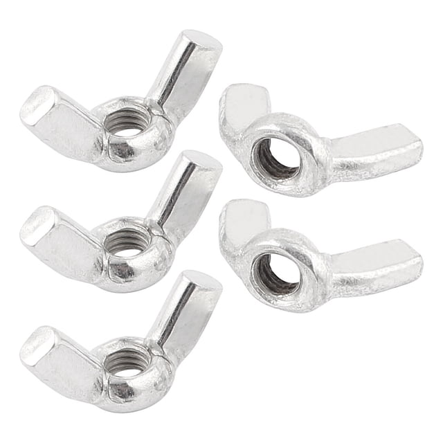 5 Pcs Tuerca Mariposa de Rosca Gruesa M4 de Zinc de 4mm, Color Plateado