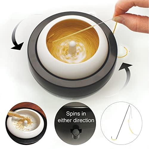 The Beadsmith Spin & String Power Spinner– Plastic Spinning Wheel with 3 Cups & 2 Needles –Requires 2 AA Batteries – Quickly & Efficiently String Seed Beads for Jewelry, Fringe and DIY arts & crafts