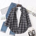 thumbnail image 2 of Brand Casual Women's Flannel Plaid Shirt 2023 Autumn New Boutique Ladies Loose Blouse and Tops Female Long Sleeve Shirts Clothes, 2 of 5