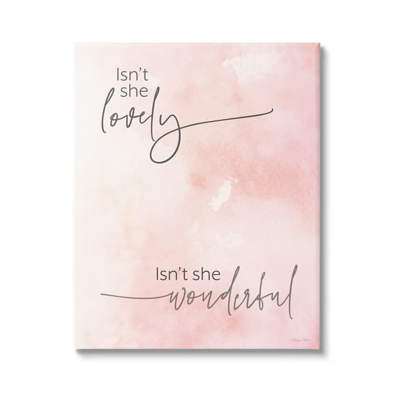 Stupell Industries Pink Lyrics Calligraphy Graphic Art Gallery Wrapped Canvas Print Wall Art, Design by Susan Ball